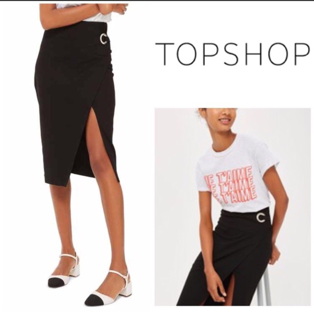 New Topshop Eyelet Detail Wrap Jersey Skirt